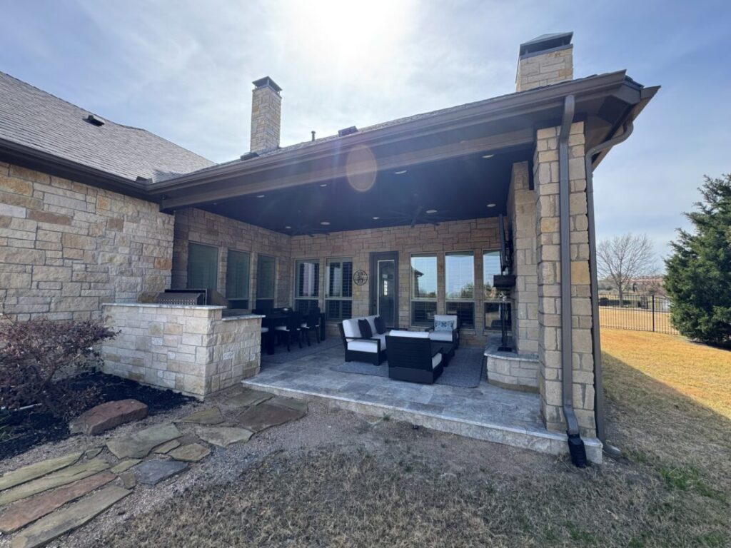How a Stone Fireplace, Travertine Floors, and a Custom Outdoor Kitchen Transformed a Sunnyvale Backyard How a Stone Fireplace, Travertine Floors, and a Custom Outdoor Kitchen Transformed a Sunnyvale Backyard