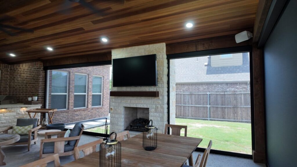 What Is the Best Outdoor Fireplace Design for a Covered Patio in North Texas?