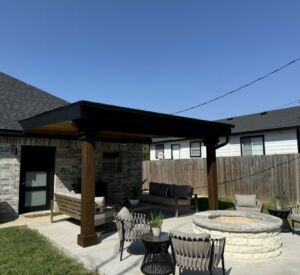 New Custom Patio Cover and Firepit by the experts in outdoor living, Buildeometry in Dallas, TX