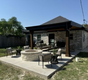 New Custom Patio Cover and Firepit by the experts in outdoor living, Buildeometry in Dallas, TX