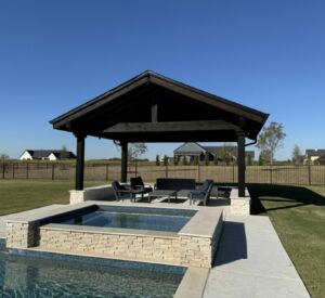 Custom Outdoor Pavilion and concrete work by Buildometry in Van Alstyne, TX