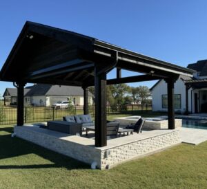 Custom Outdoor Pavilion and concrete work by Buildometry in Van Alstyne, TX