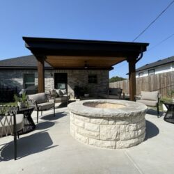 New Custom Patio Cover and Firepit by the experts in outdoor living, Buildeometry in Dallas, TX
