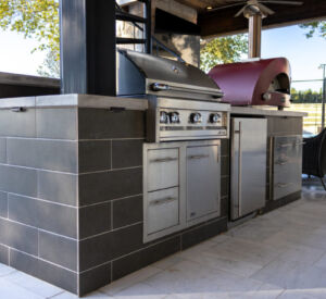 Outdoor Remodel, Patio Cover, Pool renovation, spiral staircase, metal balcony, outdoor kitchen, fireplace