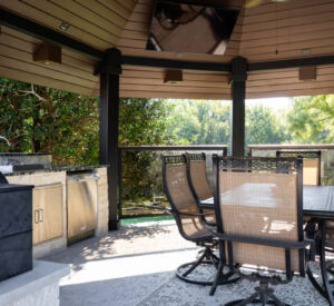 Patio Remodel - Pavilion. Fireplace, Outdoor Kitchen, Concrete stairs,