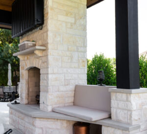 Patio Remodel - Pavilion. Fireplace, Outdoor Kitchen, Concrete stairs,