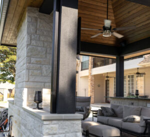 Patio Remodel - Pavilion. Fireplace, Outdoor Kitchen, Concrete stairs,