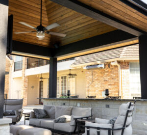 Patio Remodel - Pavilion. Fireplace, Outdoor Kitchen, Concrete stairs,