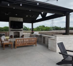 default Outdoor kitchen remodel with patio cover and lighting
