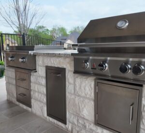 default Custom outdoor kitchen design with stainless steel appliances