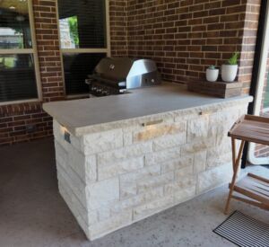 default stonework on outdoor kitchen